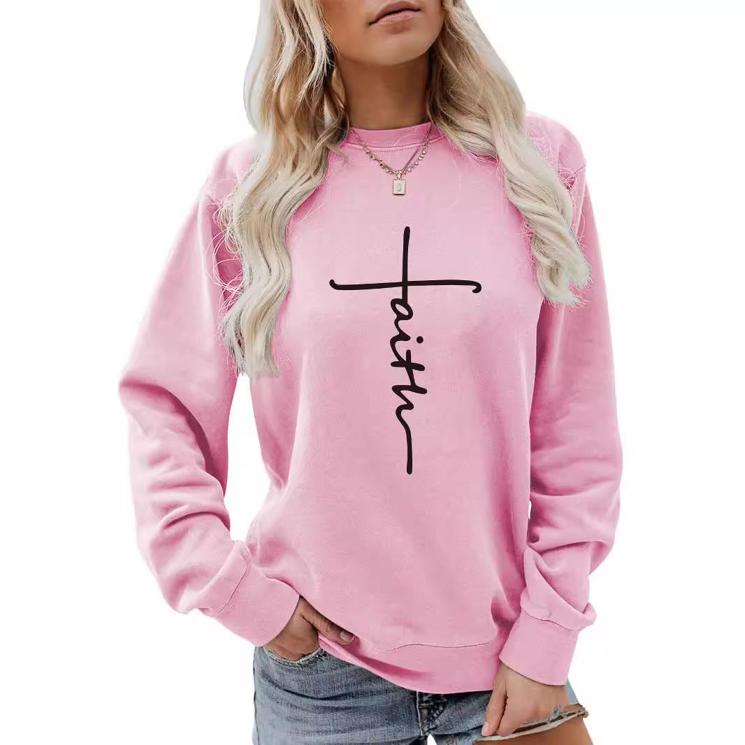 Faith Cross Oversized Fleece Pullover