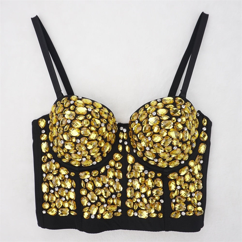 Rhinestone Embellished Bustier Top - Sparkly Carnival & Festival Bralette