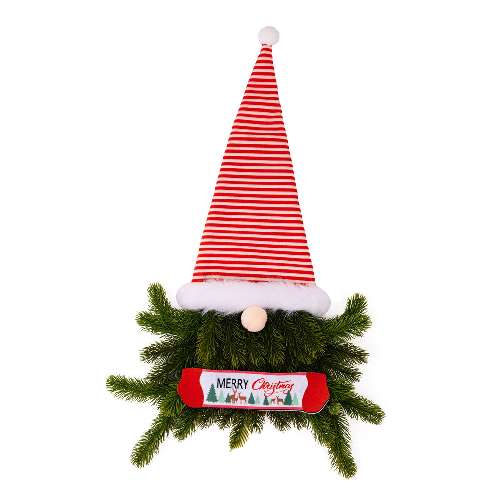 Striped Hat Gnome Christmas Door Wreath