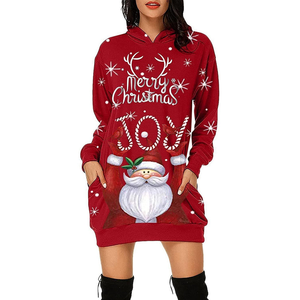 Women's Long Sleeve Christmas Hoodie Dress