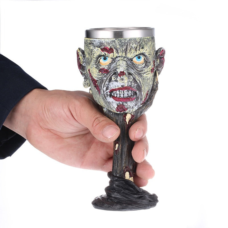 Halloween Zombie Gothic Resin Stainless Steel Goblet from Mish Mash Market