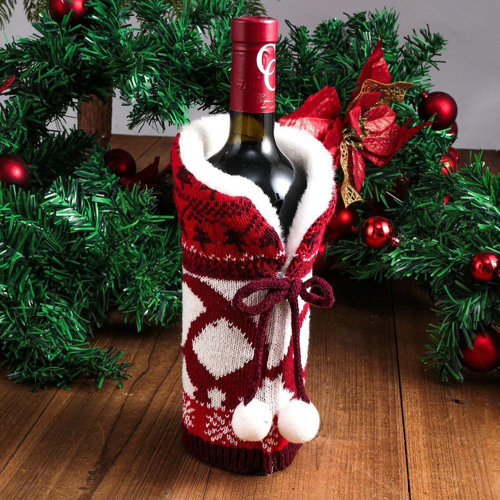Knitted Holiday Wine Bottle Cover from Mish Mash Market