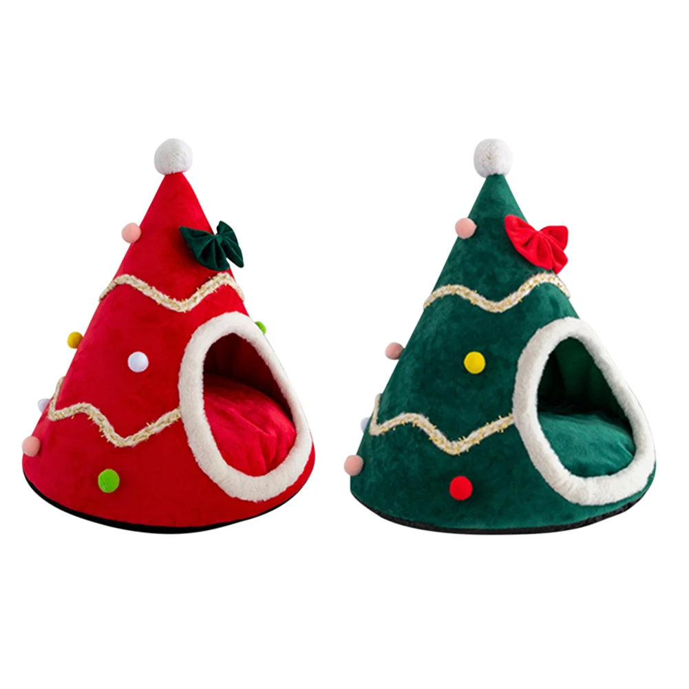 Christmas Tree Shape Pet Bed for Cats & Small Dogs