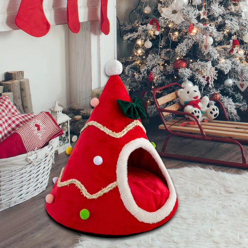 Christmas Tree Shape Pet Bed for Cats & Small Dogs