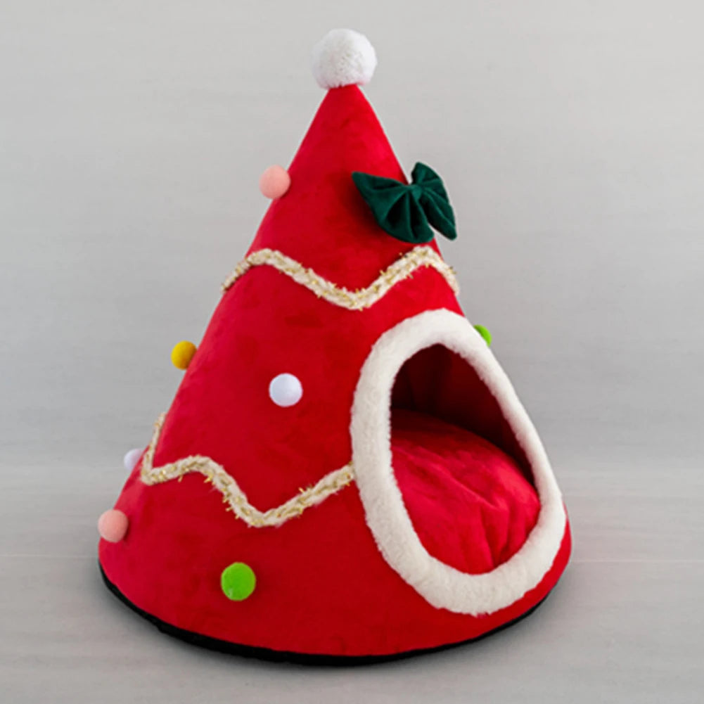 Christmas Tree Shape Pet Bed for Cats & Small Dogs