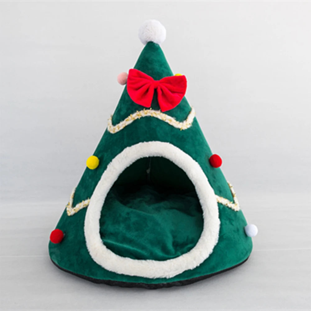 Christmas Tree Shape Pet Bed for Cats & Small Dogs