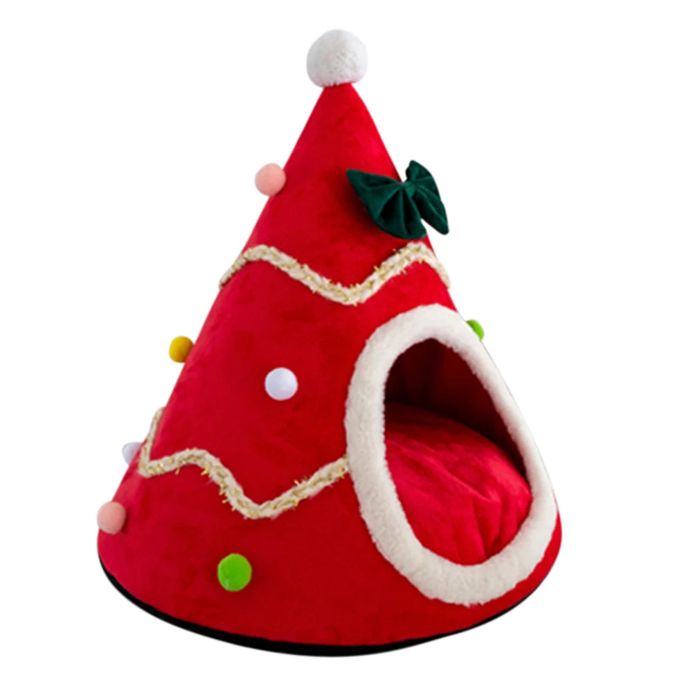 Christmas Tree Shape Pet Bed for Cats & Small Dogs