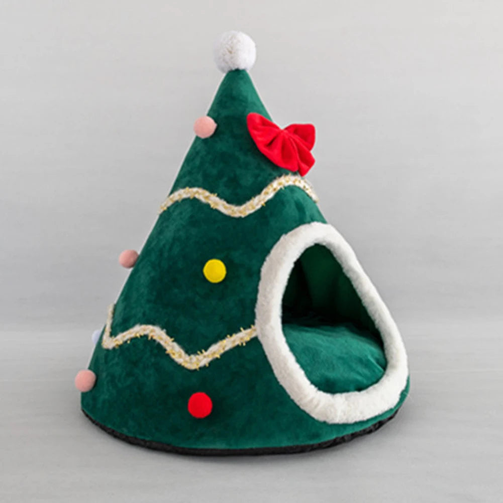 Christmas Tree Shape Pet Bed for Cats & Small Dogs