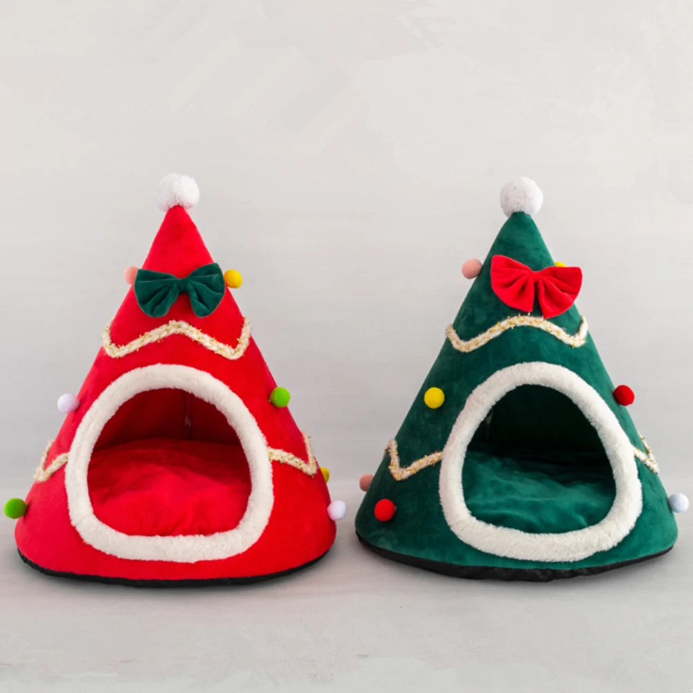 Christmas Tree Shape Pet Bed for Cats & Small Dogs