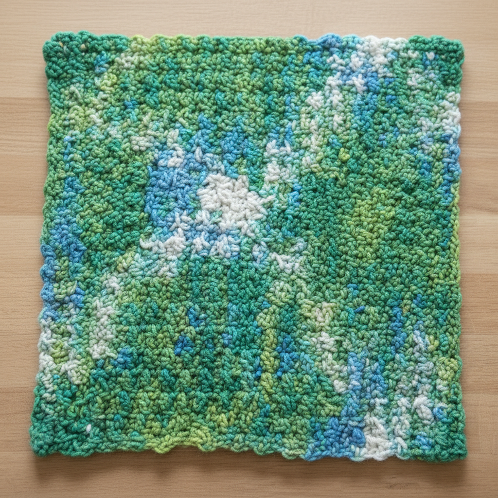 Handmade Crochet Dishcloth/Coaster Set - Green, White & Blue from Mish Mash Market